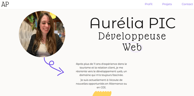 Capture d'écran du projet Portfolio